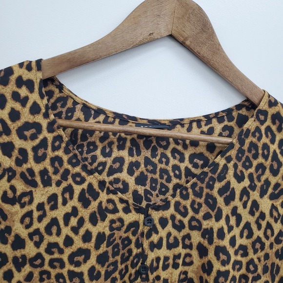 Torrid Womens 2X Brown Leopard Print Button Front Tie Hem Casual Blouse - Picture 7 of 12